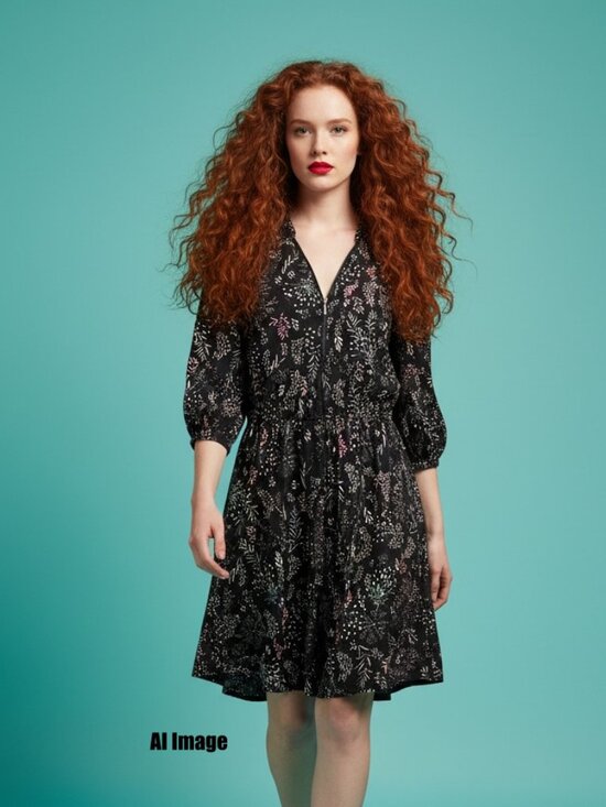 Dex Dresses & Skirts - DEX Black Floral 1/4 Zip Mini Dress with Pockets Size S